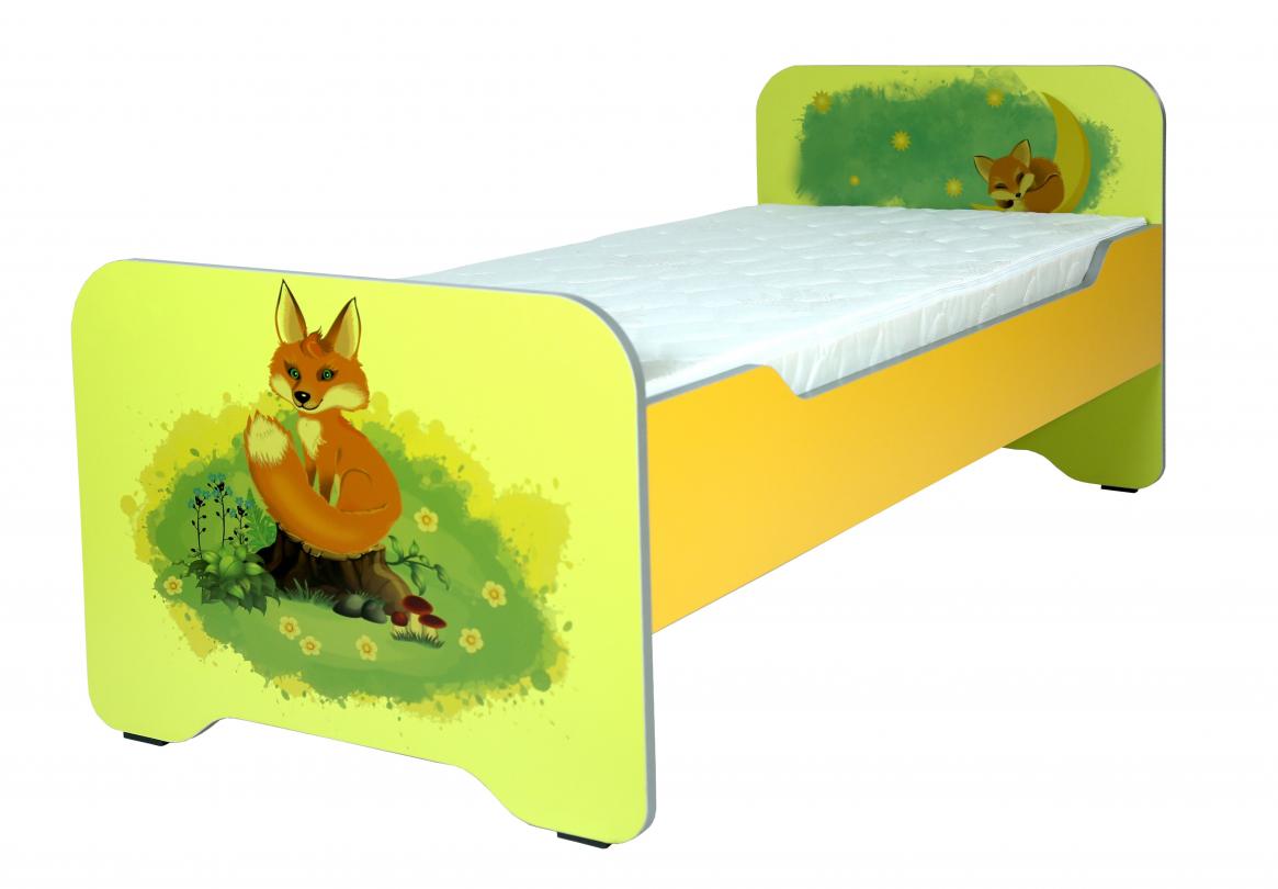 Ліжко дитяче з заокругленими бильцями з фотодруком, "Лисеня" без матрацу, боковини та спинки з ламінованої ДСП,(ТОВ ‘’АЛМАНТ’’), 1432х634х615 мм.